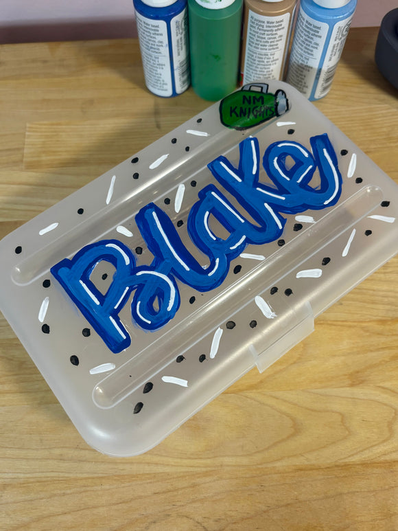 Hand painted Clear Pencil Box