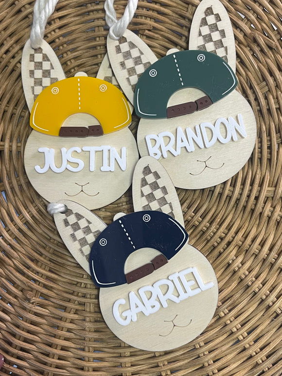 Easter Bunny with Hat Basket Tag