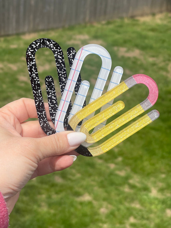 Acrylic School Themed Large Paperclips
