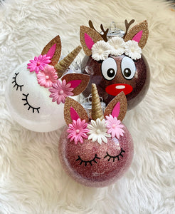 Unicorn / Reindeer Glitter Ornament