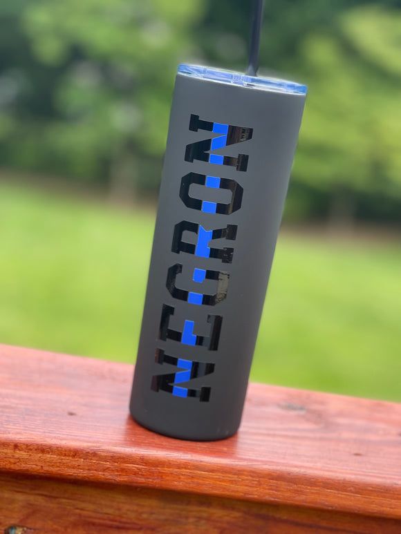 Thin Blue Line Matte Black Tumbler (Stainless)